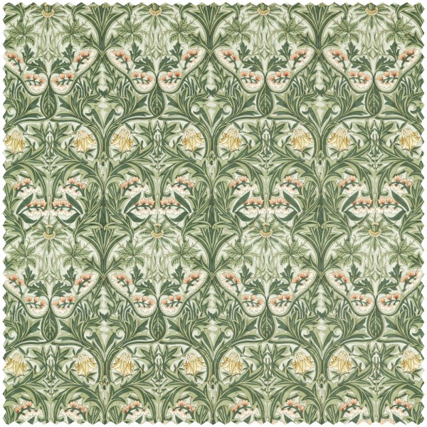 Dekostoff Blumen und Blätter grün MEWF227036