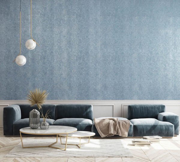 Blue wallpaper wave pattern Slow Living Hohenberger 30031-HTM