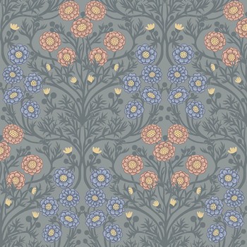 Florales Blumenmuster Tapete grau Ekbacka 114020