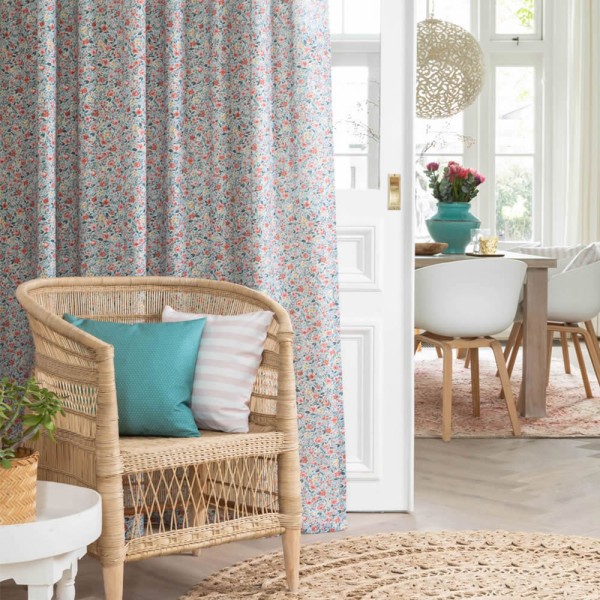 Dekostoff Blumen Blüten hellblau pastellfarben 871684