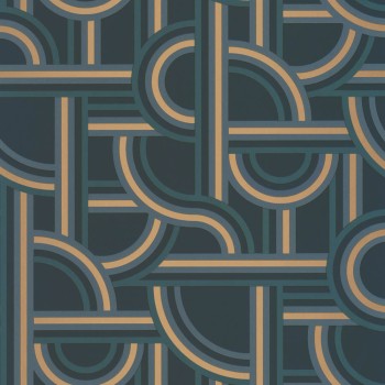 Dynamic shapes dark blue and gold wallpaper Caselio - Labyrinth Texdecor LBY102126021