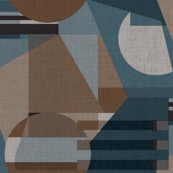 triangles and squares vinyl wallpaper brown, green and beige Materika Rasch Textil 229939