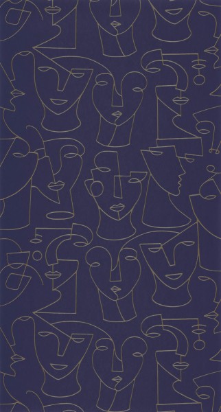 Moderner Portraitstil Vliestapete blau gold Casadeco - Gallery GLRY86166415