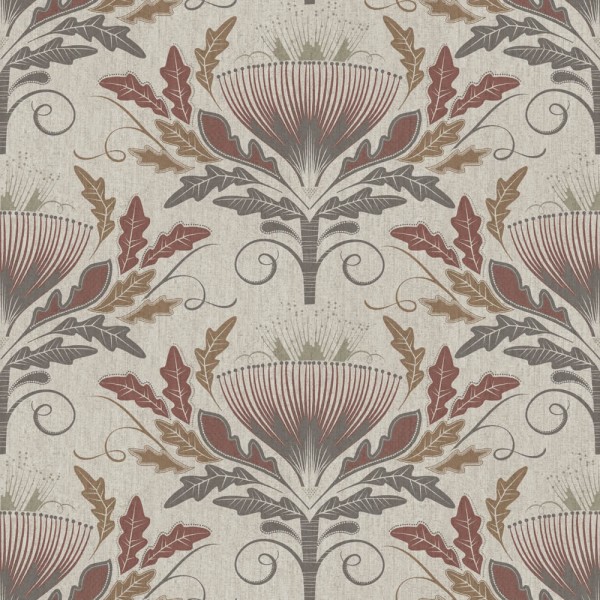 Pattern wallpaper oak leaves orange Kalina 019101