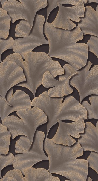 Goldsimmernde Blätter Vliestapete braun Casadeco - Ginkgo Texdecor GINK86249404