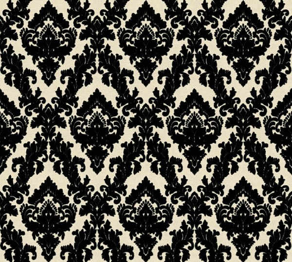 Velourtapete AS Creation Castello 33582-6 schwarz-creme kleine Ornamente