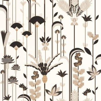 White non-woven wallpaper golden details Caselio - Labyrinth Texdecor LBY102090020