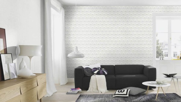 Filigranes Blütenmuster grau Vliestapete Sophia Rasch 710786