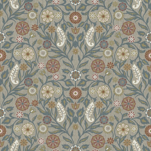 Blumenornameten Tapete grau-blau Muster Kalina 019112