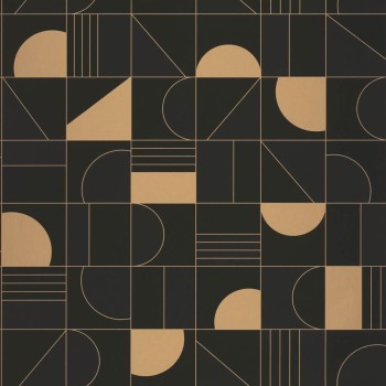 Glittering details black and gold non-woven wallpaper Caselio - Labyrinth Texdecor LBY102109026