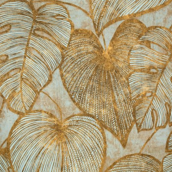 Trendy monstera leaf pattern blue-green non-woven wallpaper Julie Feels Home Hohenberger 26943-HTM