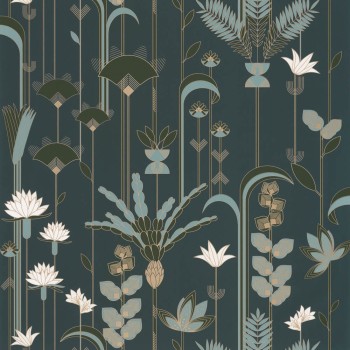 Filigranes Muster Dunkelblau Tapete Caselio - Labyrinth Texdecor LBY102096175