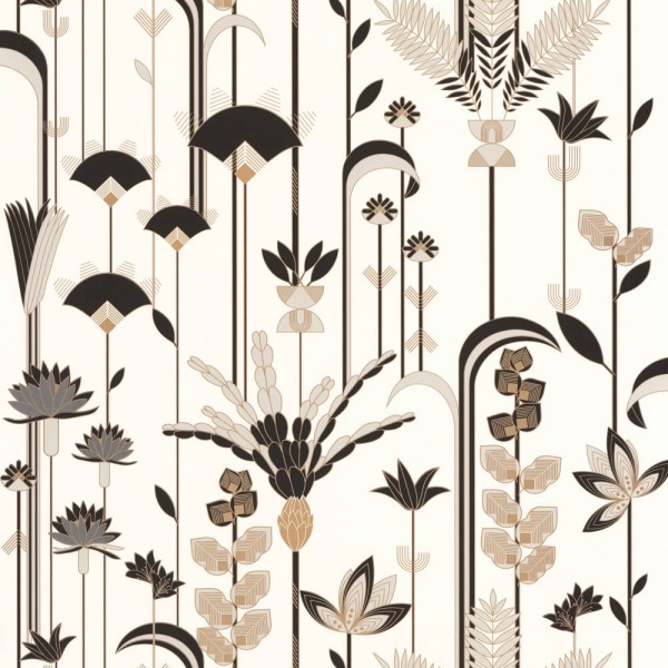White non-woven wallpaper golden details Caselio - Labyrinth Texdecor LBY102090020