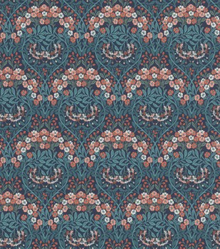 small flowers and tendrils dark blue non-woven wallpaper Sophia Rasch 710021
