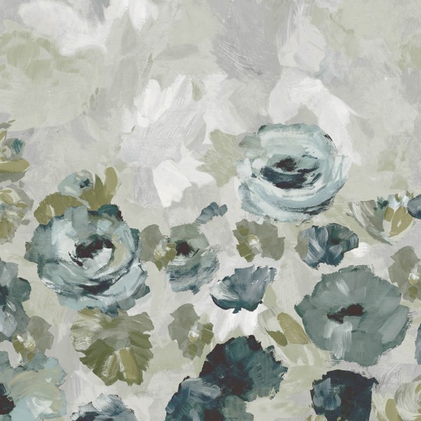 Flowers bluegrey mural twin wall Julie Feels Home Hohenberger 26955-HTM