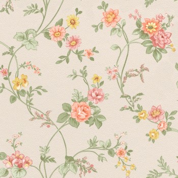 Tapete Landhaus Blumenranken Blüten Rosen Sandbeige 288345 _L4