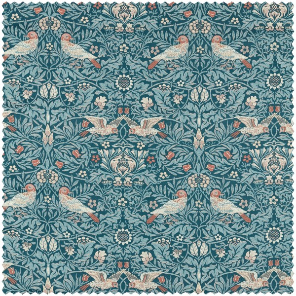 Dekostoff Vögel und Blüten blau MEWF237312