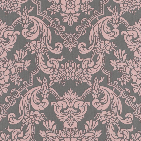 baroque design grey/pink vinyl wallpaper Trianon 13 Rasch 570649
