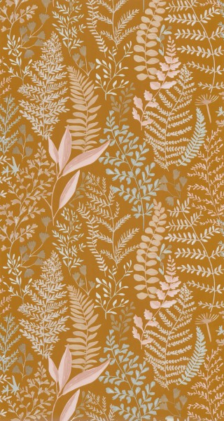 Ocher wallpaper natural motifs Caselio - La Foret Texdecor FRT102922347