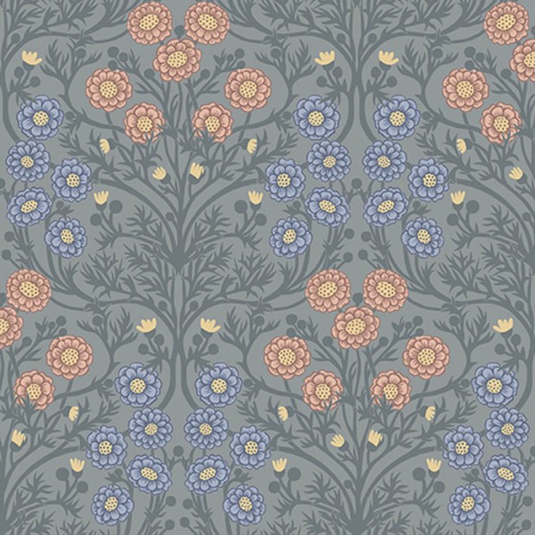 Floral floral pattern wallpaper gray Ekbacka 114020