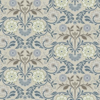 Blumentapete blau Muster Kalina 019108