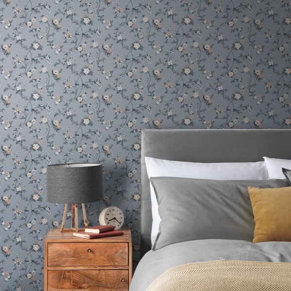 Floral tendrils gray wallpaper Petite Fleur 5 Rasch Textil 288314