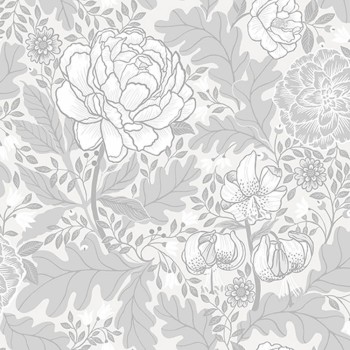 Große Blumenmuster Tapete grau Ekbacka 014000
