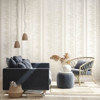 Glänzendes Blattwerk Weiß Vliestapete Slow Living Hohenberger 30021-HTM