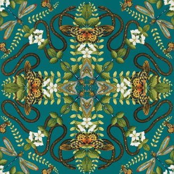 non-woven wallpaper jungle motif petrol W0129-05