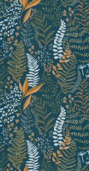 Petroleum wallpaper flowers and plants Caselio - La Foret Texdecor FRT102926671
