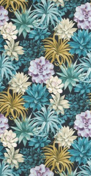 Blumenoptik Schwarz Vliestapete Casadeco - Botanica Texdecor BOTA85916585