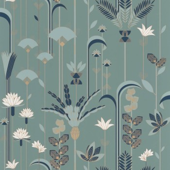 Graphic pattern non-woven wallpaper green Caselio - Labyrinth Texdecor LBY102096023