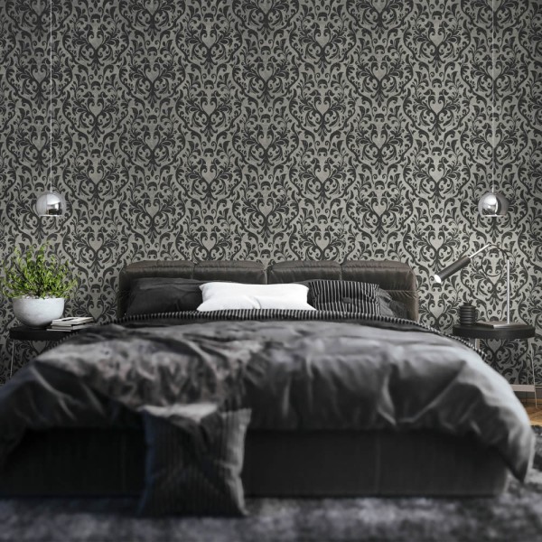 Astranken mit geflockter Oberfläche Grau Vliestapete mit Flock Urban Classics 81256-HTM
