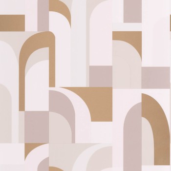 Beige and gold non-woven wallpaper graphic pattern Caselio - Labyrinth Texdecor LBY102081029
