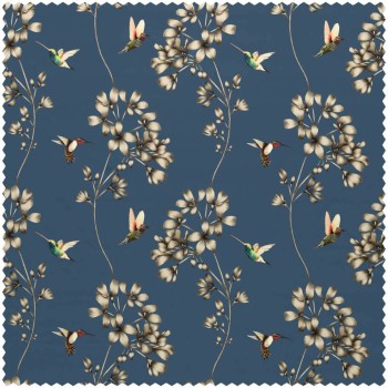 Blumenranken und Vögel blau Dekostoff Sanderson Harlequin - Colour 1 HTEF120977