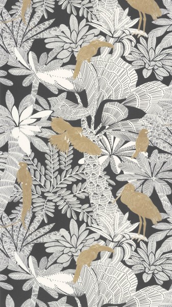 Tiere Pflanzen schwarz Vliestapete Caselio - Moonlight 2 Texdecor MLGT104269243